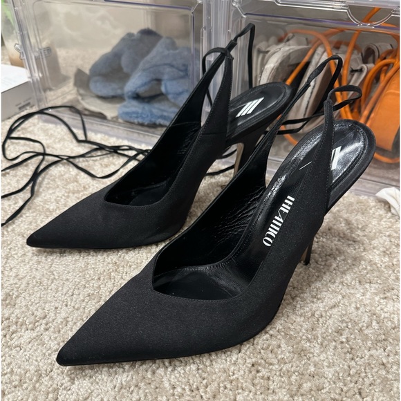 Attico black satin slingback heels - Picture 7 of 11